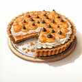 Watercolor Pumpkin Chiffon Pie With Oreo Crust Illustration