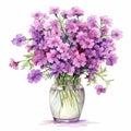 Watercolor Illustration Of Purple Flowers In A Vase Royalty Free Stock Photo