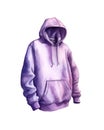 Purple hoodie isolated on white background.