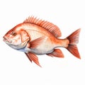 Watercolor Illustration Of A Red Snapper - Detailed Character Art