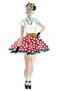 Watercolor illustration of a retro stylish girl Royalty Free Stock Photo