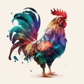 watercolor illustration rooster, chicken , bright colorful watercolor rooster Royalty Free Stock Photo