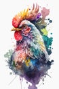 watercolor illustration rooster, chicken , bright colorful watercolor rooster Royalty Free Stock Photo