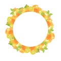 Watercolor illustration, round frame, yellow roses, yellow flowers, rose flowers wreath Royalty Free Stock Photo