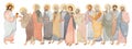 Watercolor illustration of the Sacrament. Jesus Christ gives wine to the apostles, isolated on a white background. For Christian