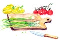 Watercolor Illustration Salad Cooking