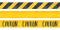 Watercolor illustration set of caution tapes.