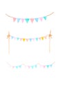 Watercolor illustration, Set of colorful party bunting flag watercolor drawing isolated on white background, element for Royalty Free Stock Photo