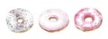 Watercolor illustration. Set of different sweet donuts.