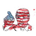 Watercolor Illustration showing Republican Donald Trump