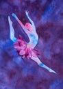 Watercolor illustration silhouette of a ballet dancer Royalty Free Stock Photo