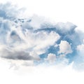 Watercolor illustration of sky with cloud retouch.