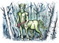 Watercolor illustration of slavic mythology creature