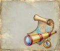 Watercolor illustration of spyglass