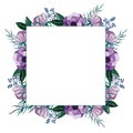 Watercolor illustration. square anemone frame.