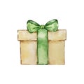 Watercolor illustration of St. Patrick gift box with bow