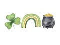 Watercolor illustration of St Patrick`s Day