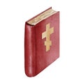 Watercolor illustration standing Orthodox holy bible on white background. Design for church, cards, banner, greetings