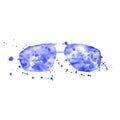 Watercolor illustration of sunglasses on a white background.