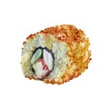 Watercolor illustration, sushi. Japanese food, menu. Watercolor drawing.