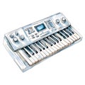 Watercolor Illustration of a Synth Keyboard