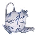 Watercolor illustration teapot. Hand drawn isolated on white background.