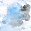 Watercolor illustration. Texture. Watercolor transparent stain. Blur, spray. Blue