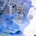 Watercolor illustration. Texture. Watercolor transparent stain. Blur, spray. Blue and gray