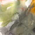 Watercolor illustration. Texture. Watercolor transparent stain. Blur, spray. Gray and yellow color