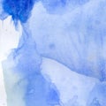 Watercolor illustration. Texture. Watercolor transparent stain. Blur, spray. Of blue color