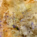 Watercolor illustration. Texture. Watercolor transparent stain. Blur, spray. Ocher color