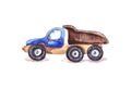 Watercolor illustration.Toy construction truck on a white background.isolated Royalty Free Stock Photo