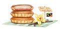 Watercolor illustration of the traditional sweet pie of Saint Kitts and Nevis Agony of love