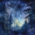 watercolor illustration tarry night