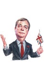 Nigel Farage watercolor illustration portrait Royalty Free Stock Photo