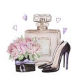 Valentine`s day, perfume bottle