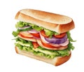 Watercolor illustration vegetable sandwitch, created with generative AI Royalty Free Stock Photo