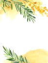 Vertical background of yellow mimosa flower for wedding card Royalty Free Stock Photo
