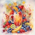watercolor illustration fruit smoothie