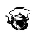 Watercolor illustration.vintage aluminum old teapot. Isolated on a white background Royalty Free Stock Photo