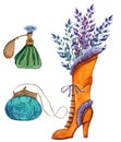 Vintage boot with a bouquet of lavender