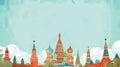 vintage postcard, celebration of Russia Day, national unity day, panoramic view of Moscow, the capital of Royalty Free Stock Photo