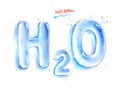 Watercolor illustration of water drops H2O lettering Royalty Free Stock Photo