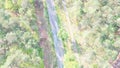 Watercolor illustration: Watercolour of street, forest and field from the air Royalty Free Stock Photo