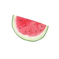 Watercolor illustration of a watermelon slice on the white background, sweet red juicy fruit, healthy and organic diet simple food Royalty Free Stock Photo