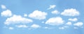 Watercolor illustration of white clouds floating in a wide blue sky. Royalty Free Stock Photo
