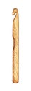 Watercolor illustration of a wooden crochet hook. Bamboo craft tool