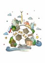 Watercolor illustrations cup on football 2018 Russia