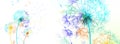 Dandelions rainbow color on watercolor background - Facebook cover