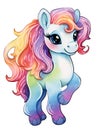 Watercolor ilustration with pony on transparent background, AI Royalty Free Stock Photo